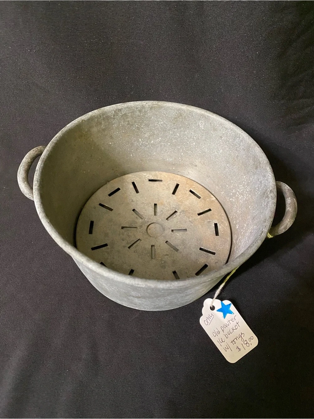 Vintage bucket with strainer disc